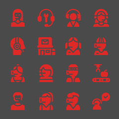 Wall Mural - operator web icons. Teleoperator and Customer support, Customer support and Call center symbol, vector signs