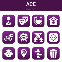 Wall Mural - ace icon set. Vector illustrations related with Placeholder, Theater and Crab