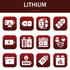 Wall Mural - lithium icon set. Vector illustrations related with Empty battery, Battery and Battery