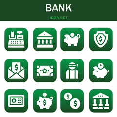 Wall Mural - bank icon set. Vector illustrations related with Cash register, Bank and Piggy bank