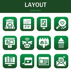 Poster - layout icon set. Vector illustrations related with Bar, Calendar and Billboard