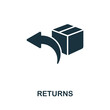 Returns icon. Monochrome simple line Online Store icon for templates, web design and infographics