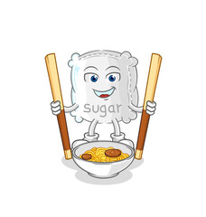 Canvas Print - sugar sack eat noodle cartoon. character mascot vector