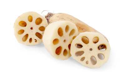 Wall Mural - Lotus root on white background