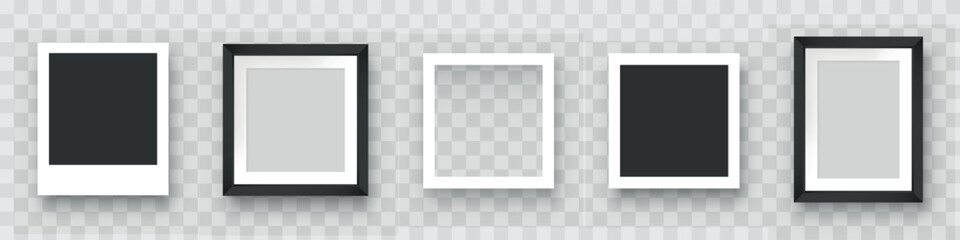 Wall Mural - realistic photo frame set. polaroid photo frame set. вifference photo frame trnsparent backround. ro