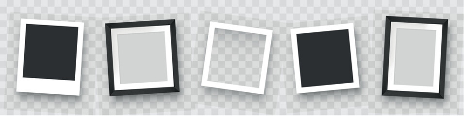 Wall Mural - realistic photo frame set. polaroid photo frame set. вifference photo frame trnsparent backround. ro