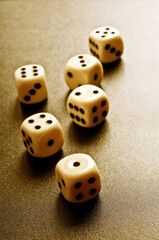 six playing dice