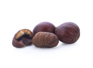 Wall Mural - Japanese chestnuts on a white background