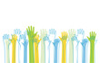 save the world Ecology concept. silhouettes of hands raised up Suitable for posters flyers banners for Earth Day