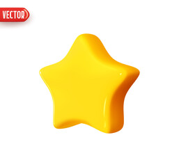 Wall Mural - yellow star. matte golden star shape. realistic 3d design element in plastic cartoon style. icon iso