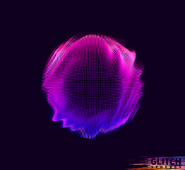 Wall Mural - abstract vector colorful mesh on dark background. futuristic style card. corrupted point sphere
