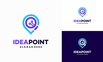 Wall Mural - Idea point logo designs concept vector, Lightbulb and Pointer logo symbol, Education Center logo designs