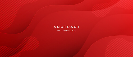 Wall Mural - Modern red wave banner background. Vector long banner for social media posts, presentations