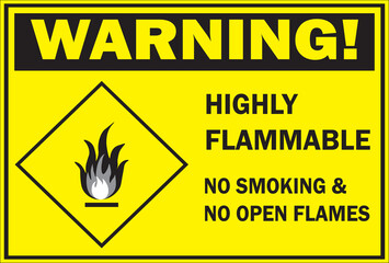 Wall Mural - Highly flammable sign board warning sign vector