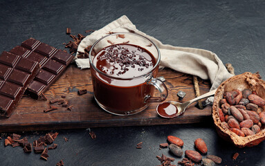 Wall Mural - Cacao with marshmallow and cacao powder in mug.