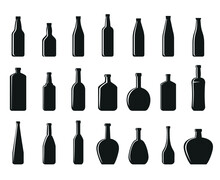 Set Black Icons. Black Vector  Bottles. 