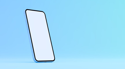 Wall Mural - smartphone with blank screen, minimalist on blue background - application or website layout template