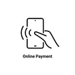 Online mobile payment icon. Digital phone pay electronic currency smartphone transaction line icon.