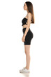© vladimirfloyd - Young woman in black shorts and top posing in the studio on white background. Side view