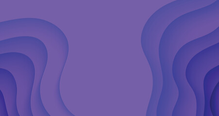 Wall Mural - Abstract background in paper cut style. 3d violet and purple colors waves with smooth shadow. Vector illustration with layered curved line shape. Rectangular composition of liquid layers in papercut.