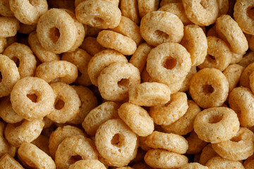 Wall Mural - Cornflakes rings close-up Top view