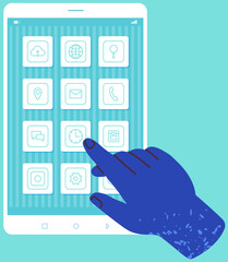 Wall Mural - arrangement of applications on display. . smartphone home screen interface with program icons. perso