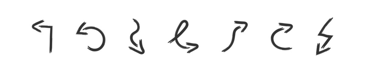 Wall Mural - hand arrow set. line curve arrow. grunge, draw design, pointer sketch in vector flat