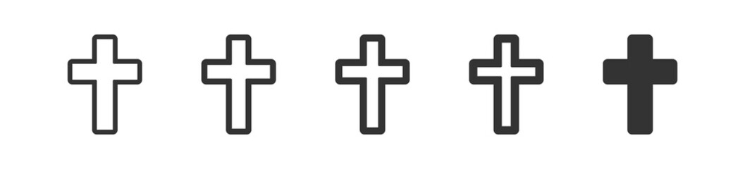 Wall Mural - christian cross icon set. religion, chirst symbol. crucifix jesus simple illustration in vector flat