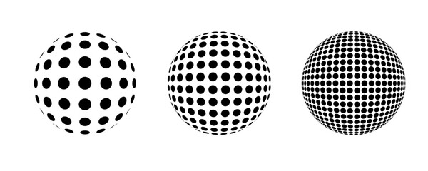 Circle Pattern inside Circle Ball Sphere Vector Illustration Set Isolated on White