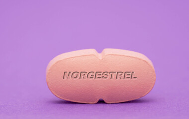 Wall Mural - Norgestrel Pharmaceutical medicine pills  tablet  Copy space. Medical concepts.