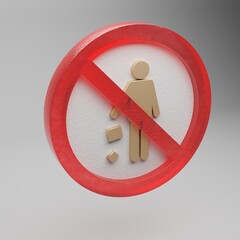Poster - Beautiful abstract illustration Forbidden, litter, problem, prohibition symbol icon on a grey background. 3d rendering illustration. Background pattern for design..