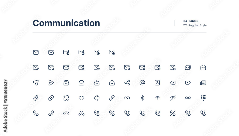 Communication UI Icons Pack Line Style Stock Vector | Adobe Stock