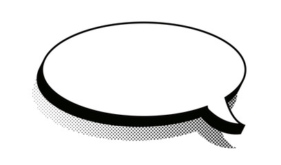 Wall Mural - Sticker speech bubble retro style halftone shadow. Vector 10 eps