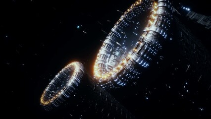 Wall Mural - space futuristic base with ships traffic. futuristic concept. realistic 4k animation.