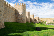 Ancient City Wall In Avila, Castile And Leon, Spain