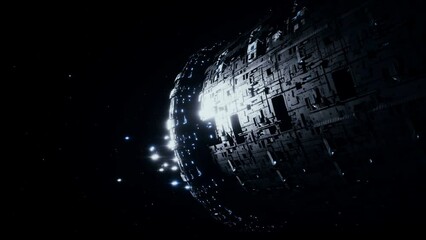 Wall Mural - space futuristic base with ships traffic. futuristic concept. realistic 4k animation.