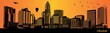 Charlotte city skyline silhouette - illustration, 
Town in orange background