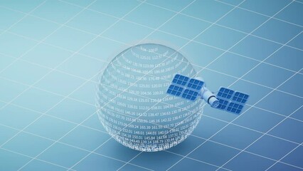 Canvas Print - Transparent data sphere with satellite, 3d rendering.