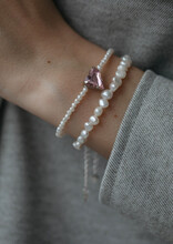 Pearl Bracelet With Heart Charm 