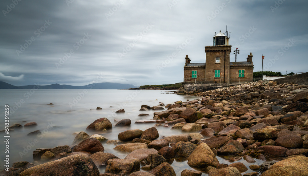 view of the historic 19th-century Blacksod Lighthouse on the Mullet ...