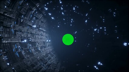 Wall Mural - space futuristic base with ships traffic. futuristic concept. green screen 4k footage.
