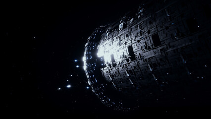 Canvas Print - space futuristic base with ships traffic. futuristic concept. 3d rendering.