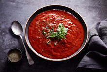 Large Bowl Of Tomato Red Pepper Soup