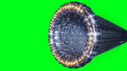 Wall Mural - space futuristic base with ships traffic. futuristic concept. green screen isolate. 3d rendering.