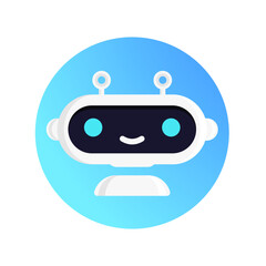 Wall Mural - Robot vector modern flat style, chat bot concept illustration for virtual assistant banner, talk bubble speech, digital marketing, chat app, ai, artificial intelligence. 10 eps