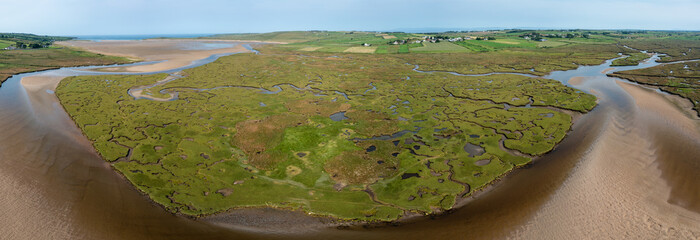 Poster - drone view of the creeks and pools and rivers of the Carrowmore Lacken saltmarsh in northern County Mayo