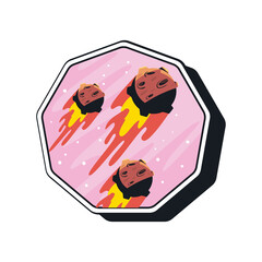 Wall Mural - flat asteroid badge
