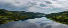 Panorama Aerial Landscape View Of Glencar Lough In Western Ireland