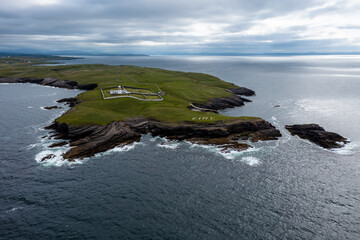 Poster - drone panorama landscape of St. John's Point and the lighthouse in Donegal Bay in the northwest of Ireland