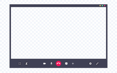 call screen vector template on transparent background for video conference. video call window mockup